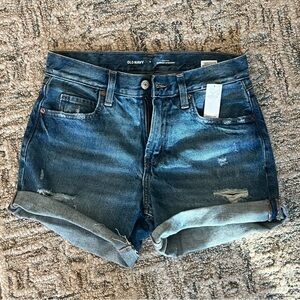 NWT Distressed Denim high rise slouchy straight shorts